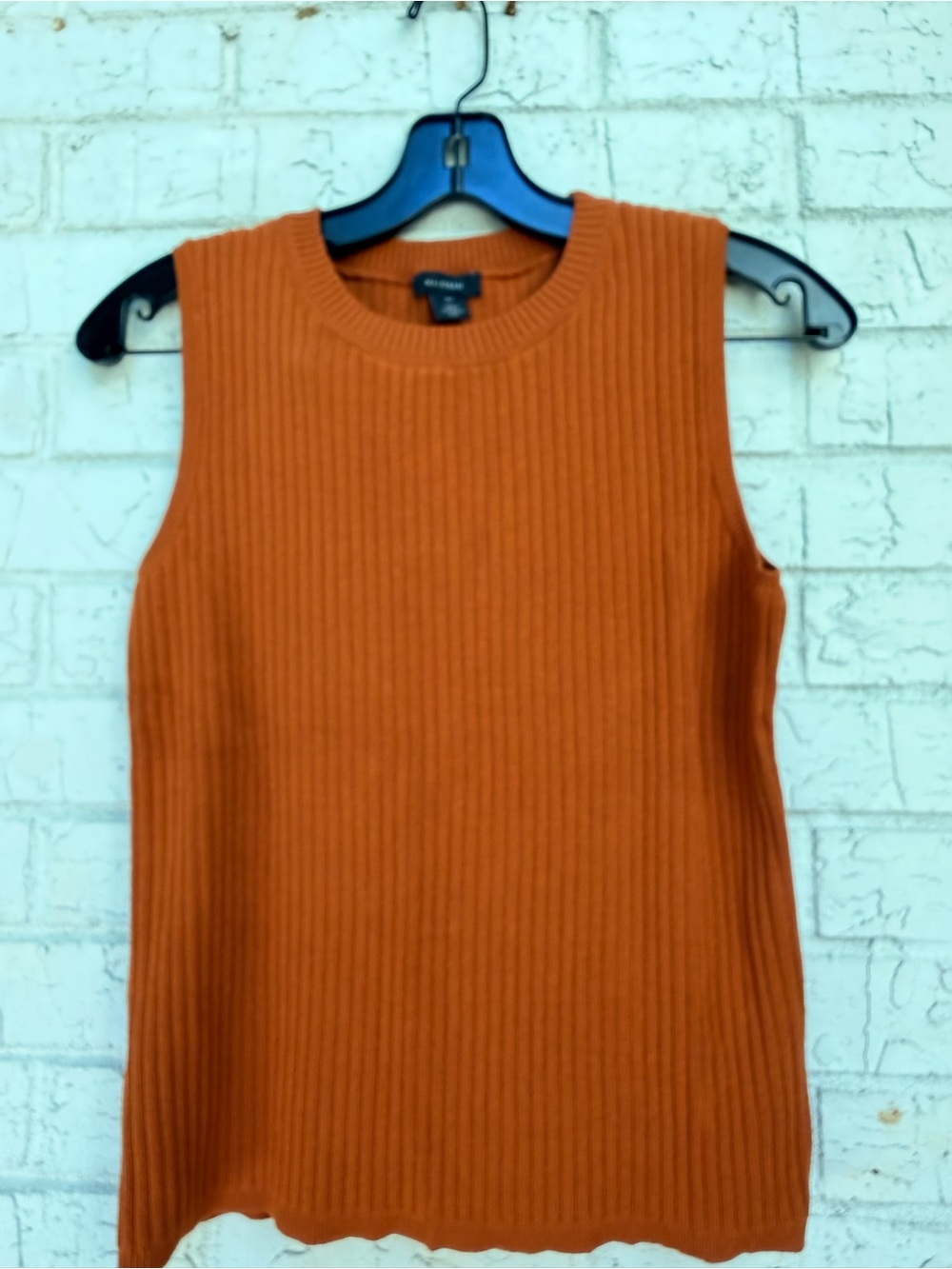 Halogen Rust Orange Ribbed Sleeveless Sweater Tank Great fall layering piece